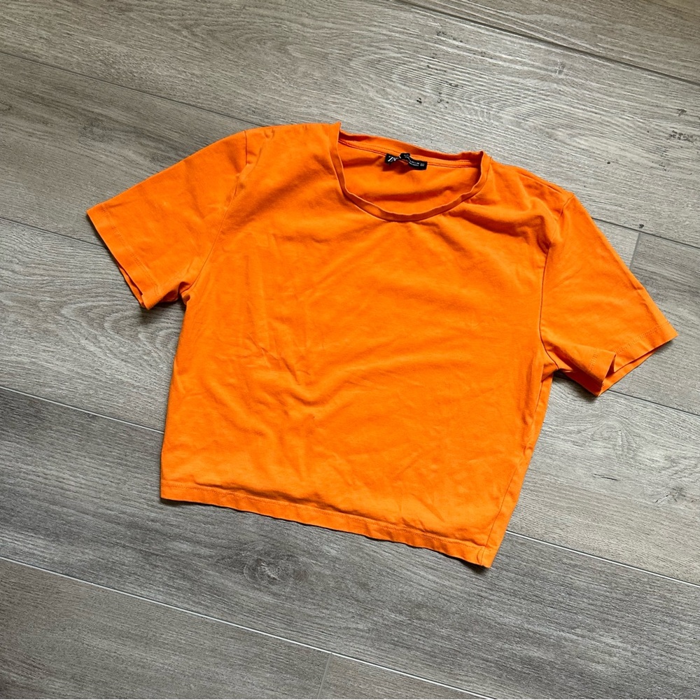 Zara Orange Crop Tee